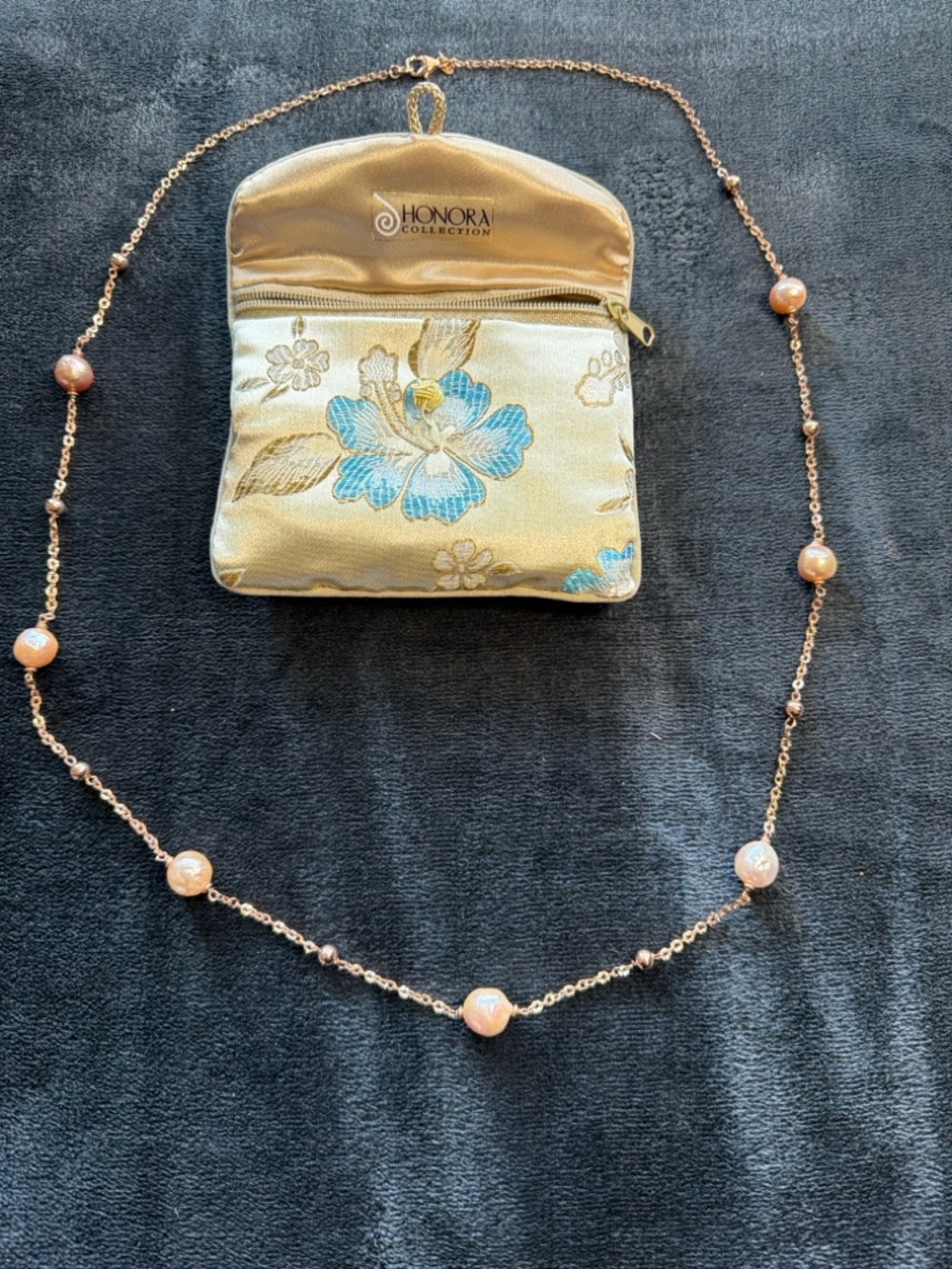 Honora Collection 54" Bronze Italy Cultured Freshwater Pearl Station Necklace